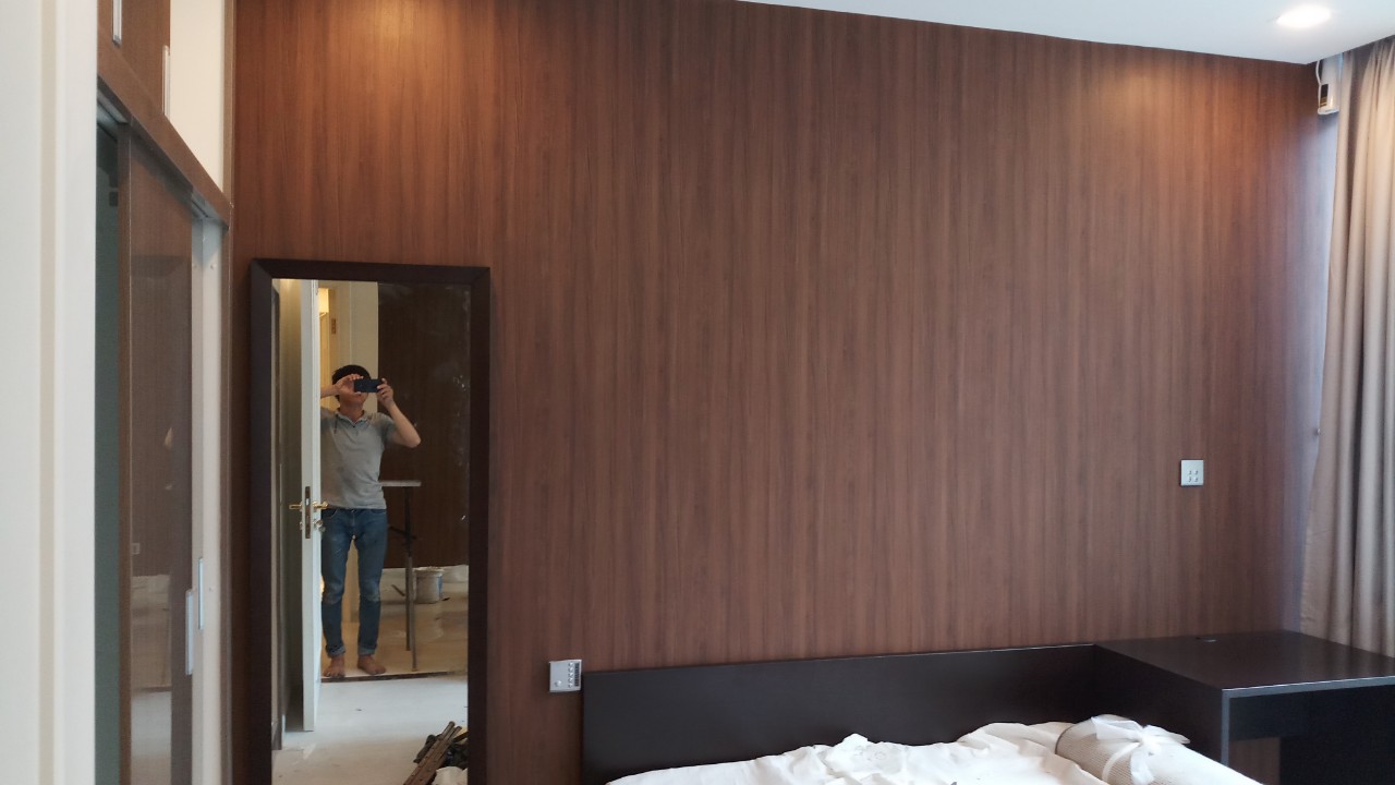Giấy dán tường 3d giả gỗ phòng ngủ đẹp