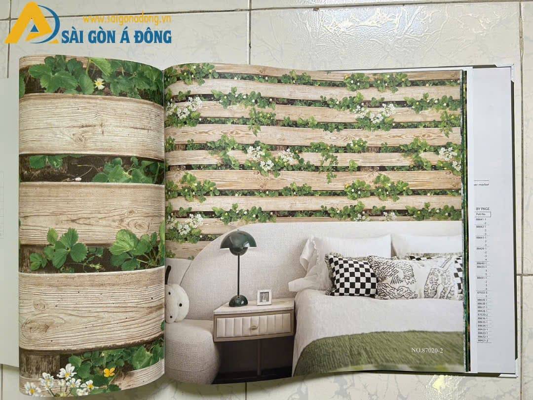 Giấy dán tường vườn hoa nhài 2 Giấy dán tường hàng rào gỗ
