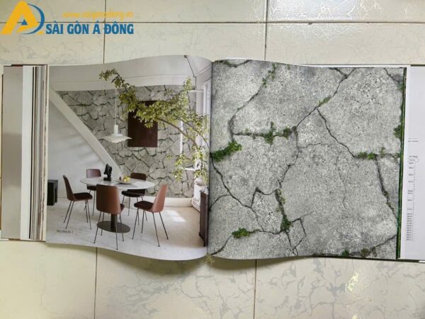 Giấy dán tường phòng khách khu vườn đá