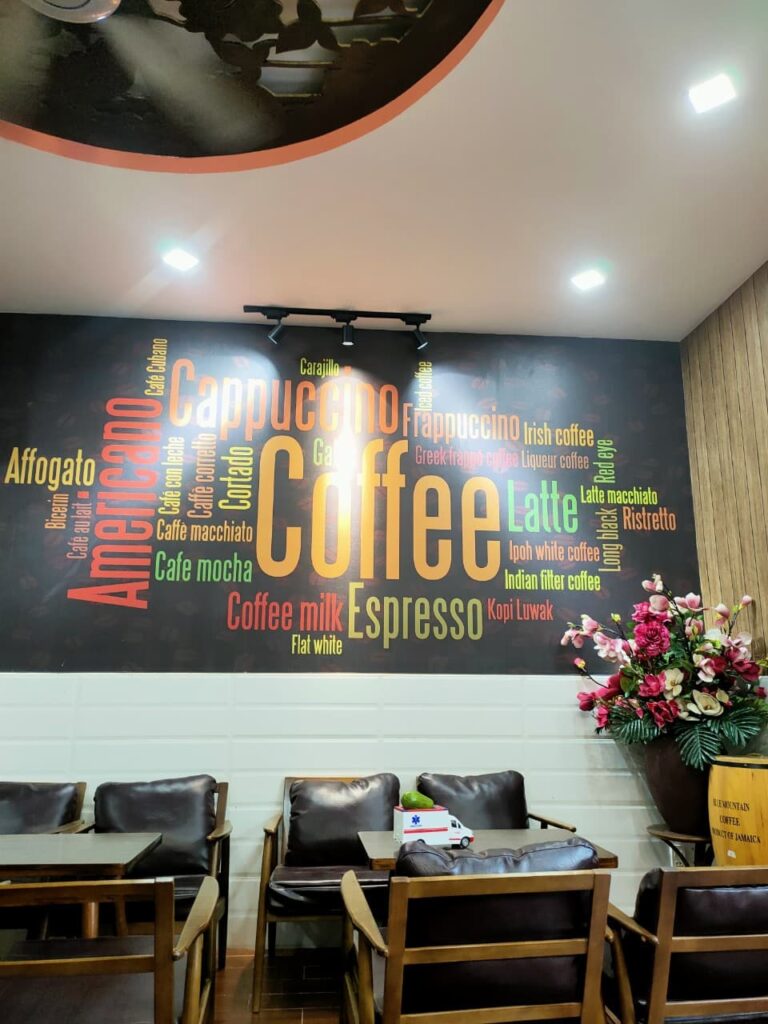 Tranh dán tường 3d chữ coffee