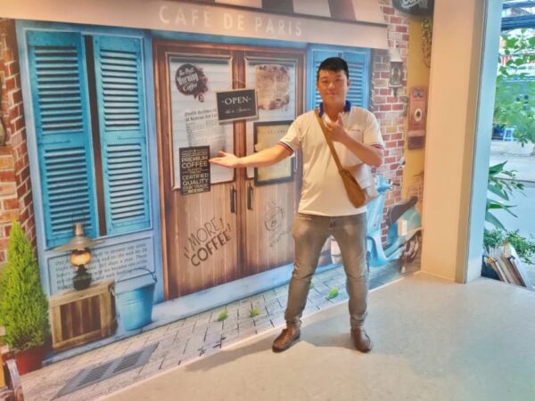 Tranh dán tường 3d quán cafe Pari