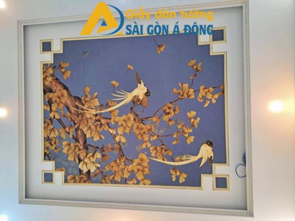 Trang tri tranh dan tuong 3d chim tri 1 Tranh 3d dán tường trần nhà hoa mai