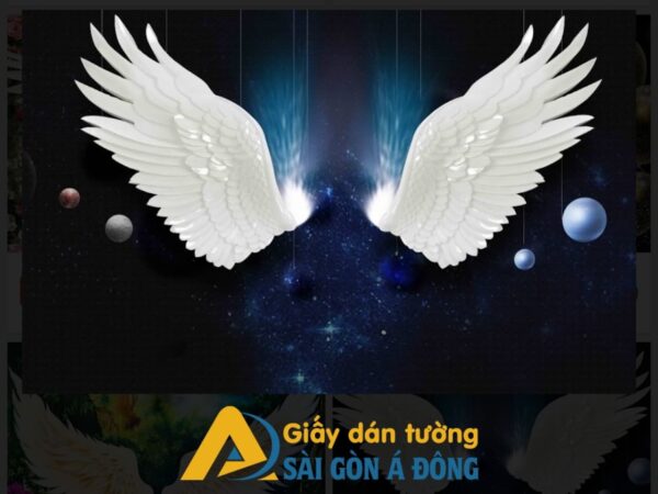 Tranh dan tuong 3d doi canh vu tru 1 Tranh dán tường đôi cánh thiên thần