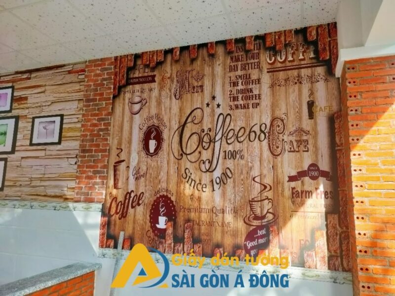 Tranh dan tuong quan cafe 68 1 Tranh dán tường 3d quầy pha chế cafe