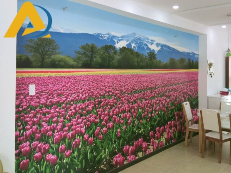 Mau tranh dan tuong phong khach dep 1 Top 10 mẫu phòng khách trang trí tranh dán tường 3D đẹp nhất