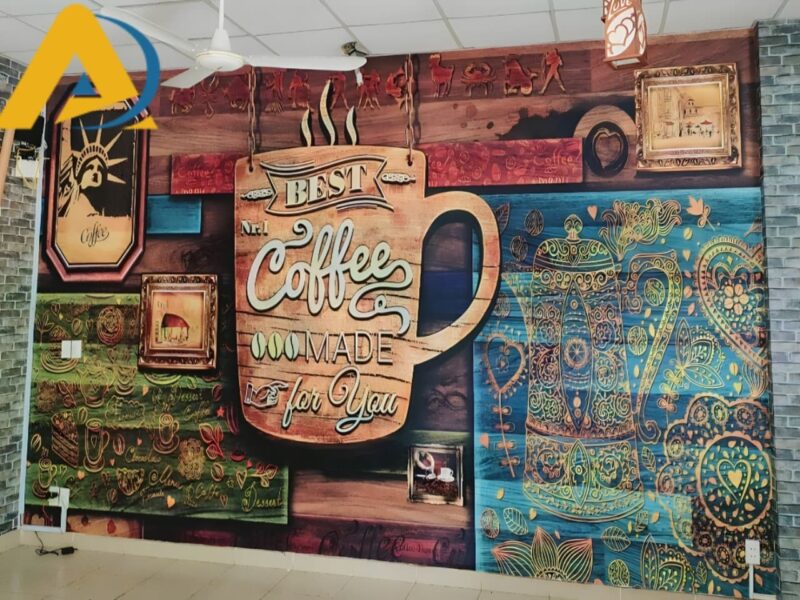 Cách trang trí tranh dán tường cho quán cafe
