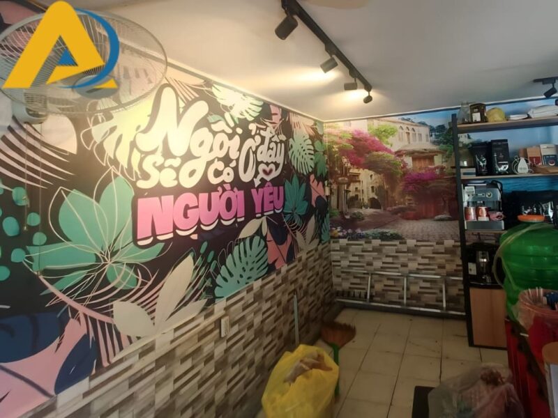In tranh dán tường khổ lớn cho quán cafe