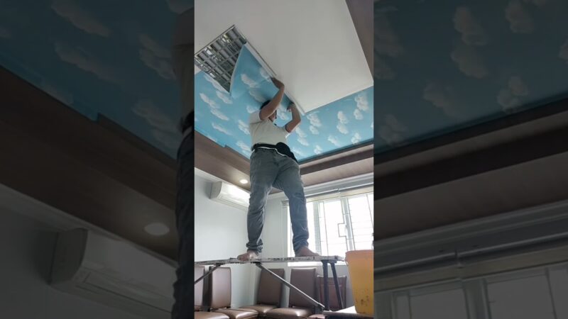 Tranh dán tường phòng khách 83 Video Thumbnail: Thi Công Giấy Dán Tường Trần Nhà
