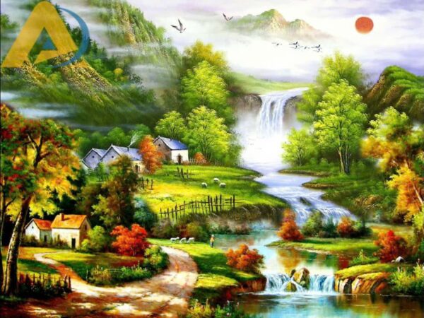 Tranh dán tường thuỷ mặc cho phòng khách - Ảnh 9