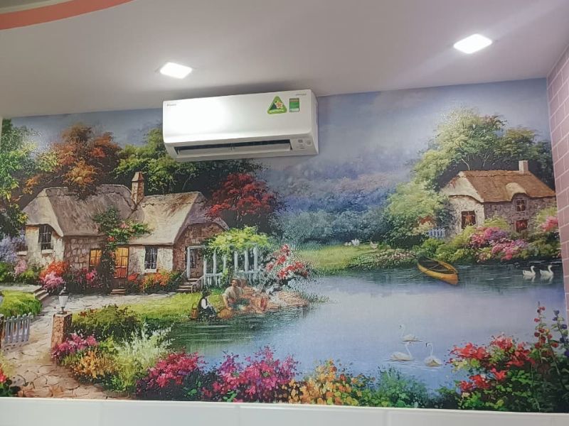 Tranh dán tường phòng khách 83 Lợi ích của tranh dán tường 5D phòng khách