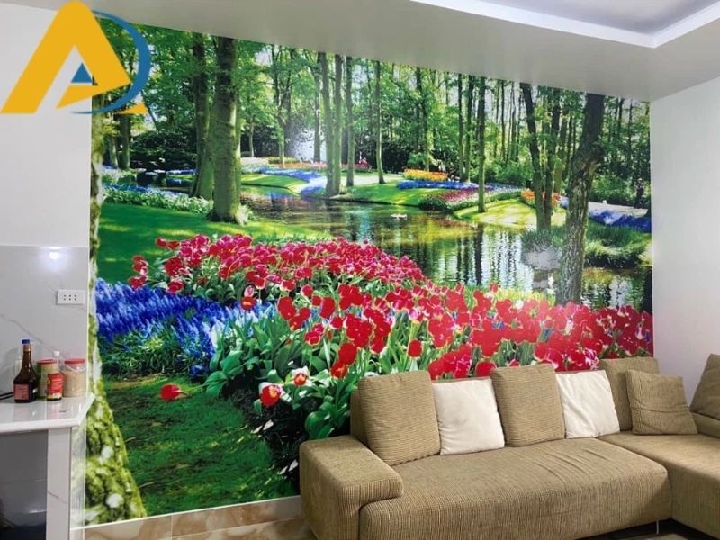 Tranh dán tường khổ lớn phòng khách phong cảnh thiên nhiên