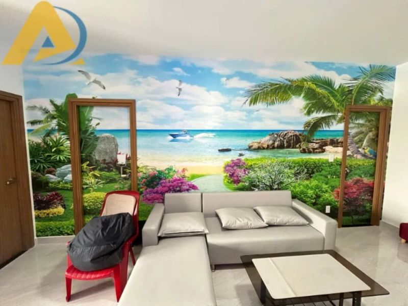 Tranh dán tường phòng khách 82 Tranh lụa dán tường phòng khách