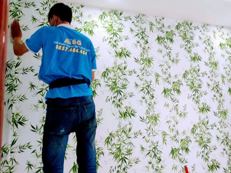 Tranh dán tường phòng khách 83 Đơn vị thi công giấy dán tường phòng thờ chuyên nghiệp