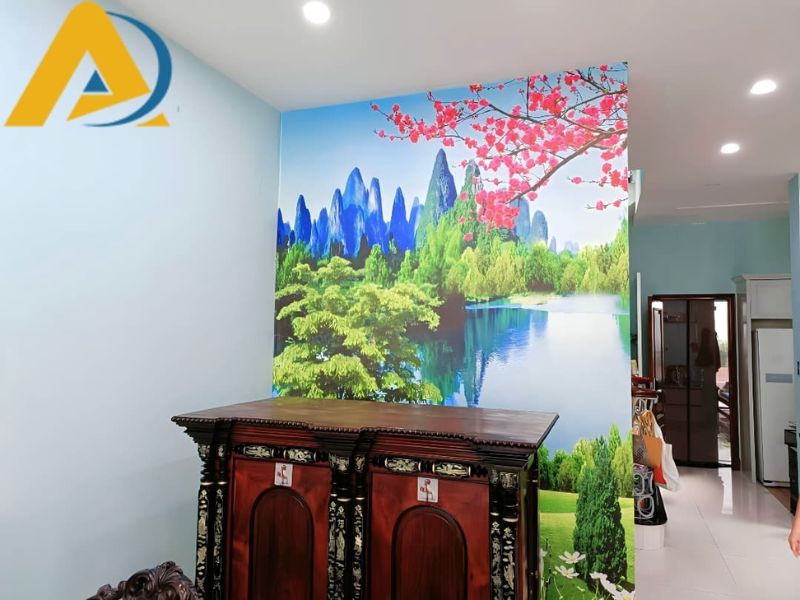 Tranh dán tường phòng khách 82 Giấy dán tường phòng thờ gia tiên
