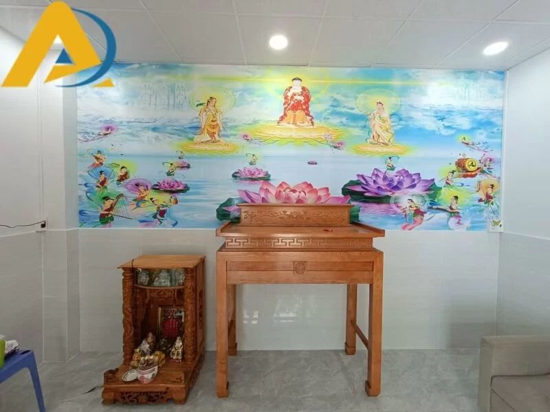 Giấy dán tường phòng thờ 