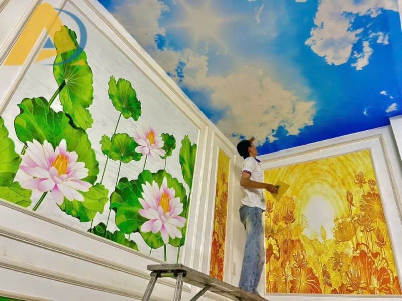 Tranh dán tường phòng khách 83 Lý do nên sử dụng giấy dán tường trang trí nội thất phòng thờ