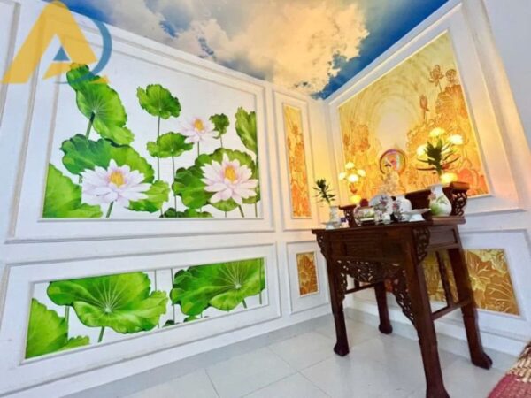 Mẫu tranh dán tường phòng thờ thiên nhiên