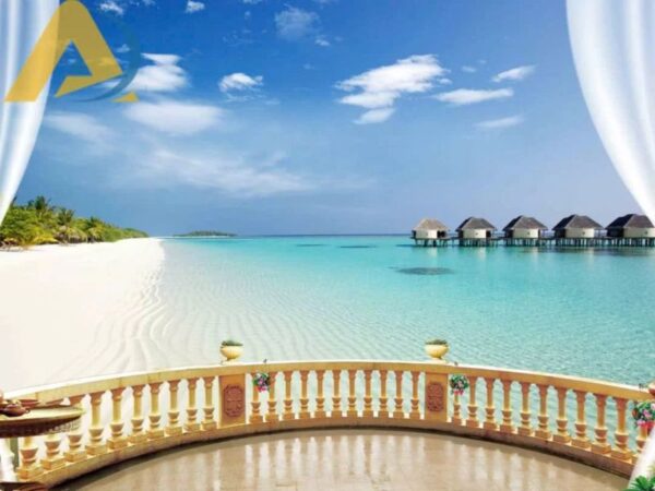 Tranh dán tường phòng ngủ ban công biển - Ảnh 5