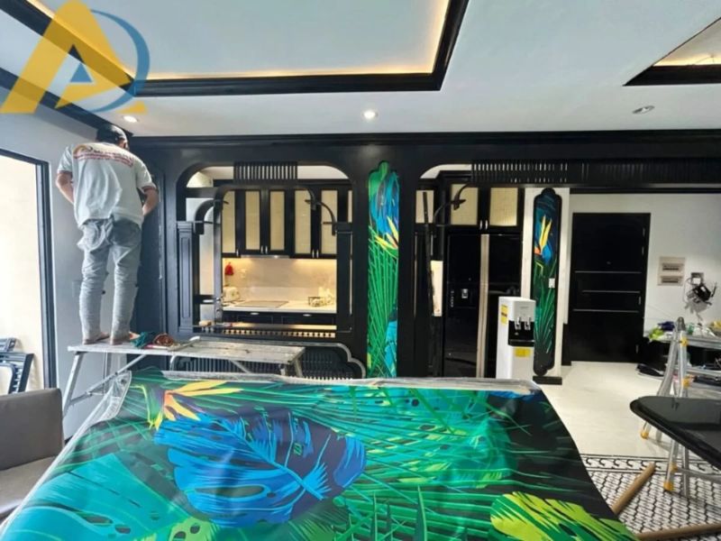 Tranh dán tường phòng khách 82 Giấy dán tường phòng trà