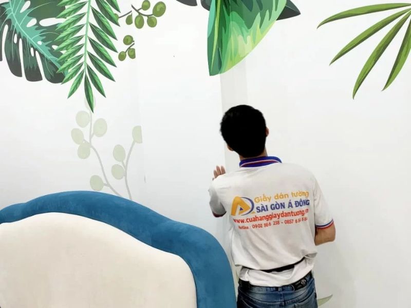 Tranh dán tường phòng khách 85 Giấy dán tường Sài Gòn Á Đông - Thi công tranh dán tường cây xanh đẹp với giá cả hợp lý