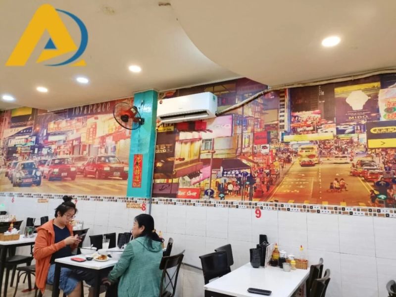 mau tranh dan tuong dep nhat cho quan an tai sai gon a dong 4 Tranh dán tường phòng khách