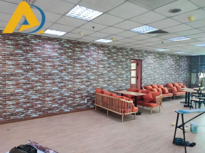 nhung mau giay dan tuong cho quan an Tranh dán tường phòng khách