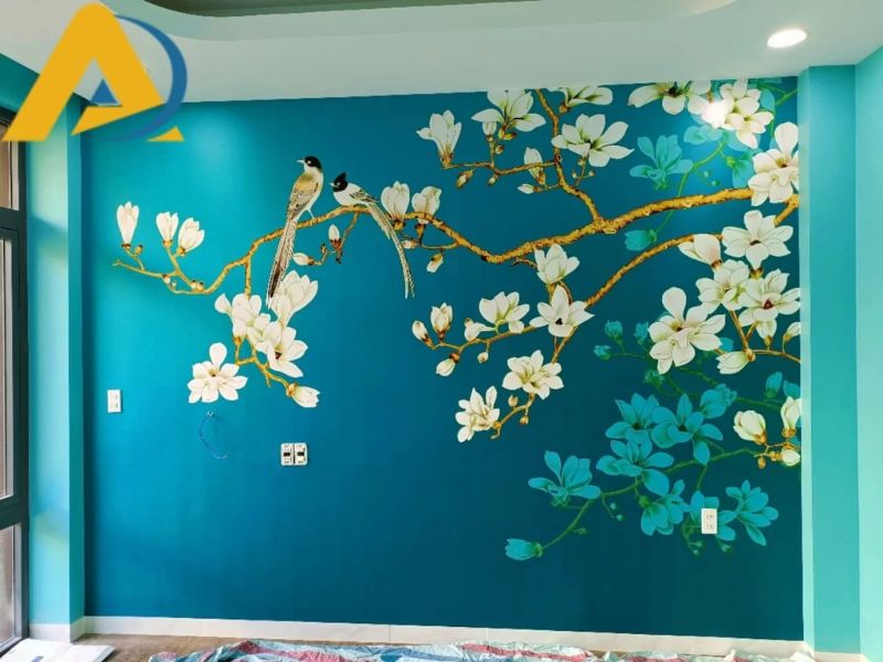 Tranh dán tường phòng khách 85 top mau giay dan tuong phong tra dep va duoc ua chuong nhat Tranh dán tường phòng khách