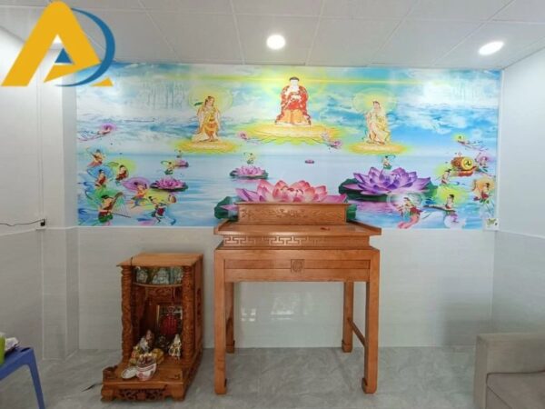 Tranh dán tường phòng thờ sen trúc đẹp - Ảnh 11