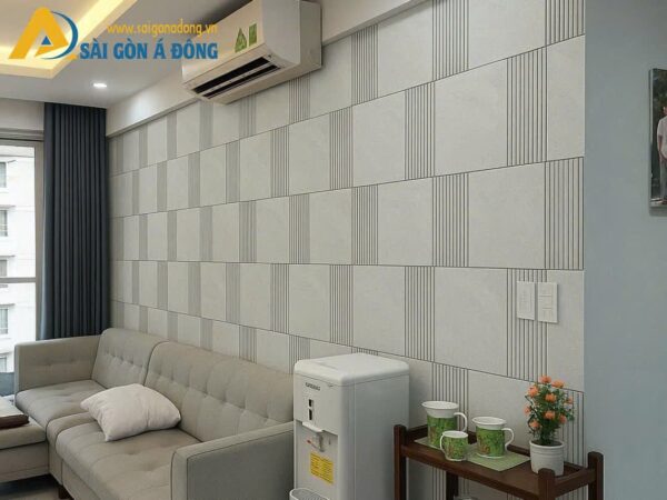 Giấy dán tường giả đá khối cho phòng khách