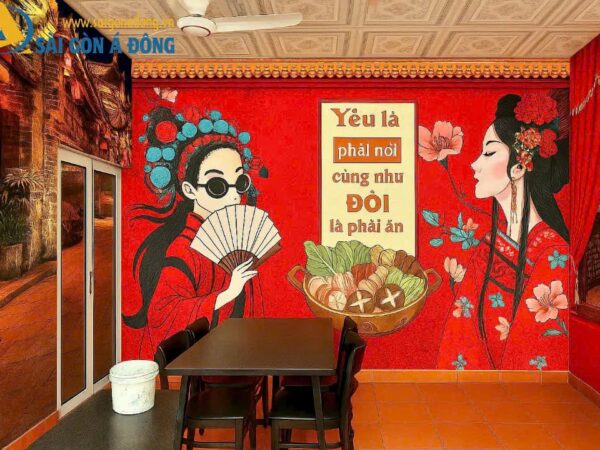 Tranh dán tường quán ăn kiểu Trung Hoa
