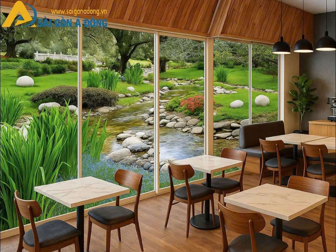 Tranh dán tường nông dân hái cafe 2 Tranh dán tường phong cảnh cho quán cafe