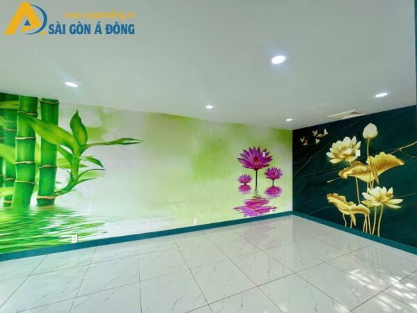 Tranh dán tường phòng thờ sen trúc đẹp - Ảnh 3