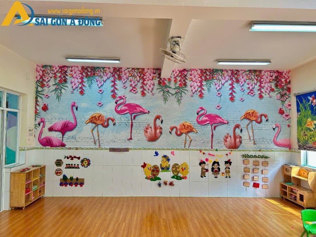 Tranh dán tường trẻ em hoạt hình thú 7 Tranh dán tường trẻ em chim hồng hạc