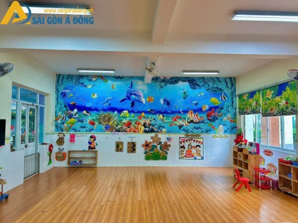Tranh dán tường trẻ em hoạt hình thú 15 Tranh dán tường nhà trẻ đại dương