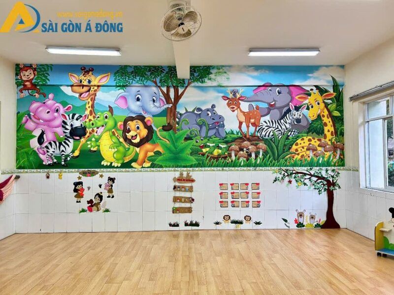 Tranh dán tường trẻ em hoạt hình thú