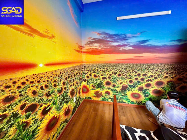 Tranh 3D dán tường hoàng hôn