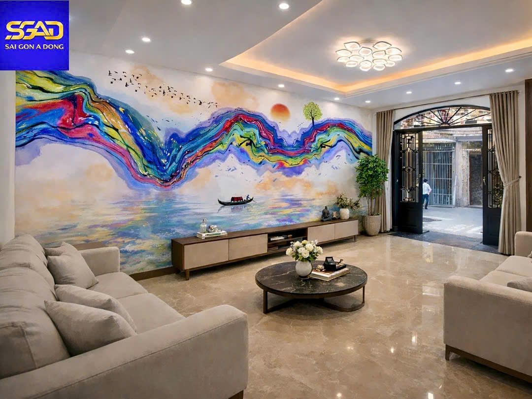 Tranh 3D dán tường trừu tượng