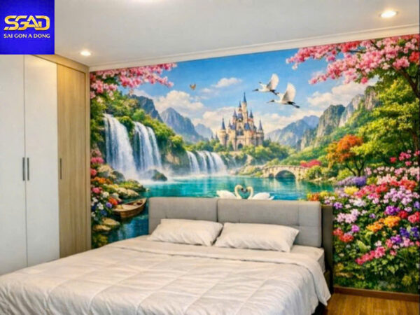 Tranh 3d dán tường núi non