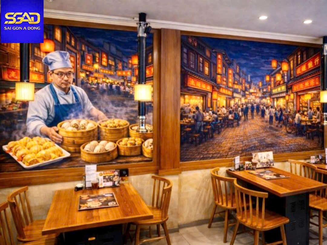 Tranh dán tường phòng khách 86 Tranh dán tường nhà hàng