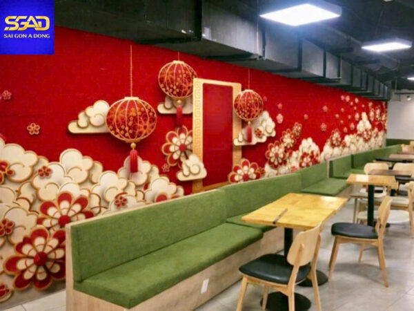Tranh dán tường nhà hàng lẩu Trung Hoa