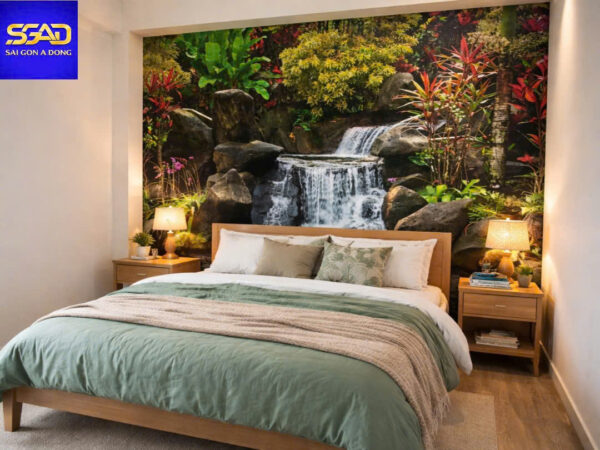 Tranh dán tường phòng ngủ suối nước