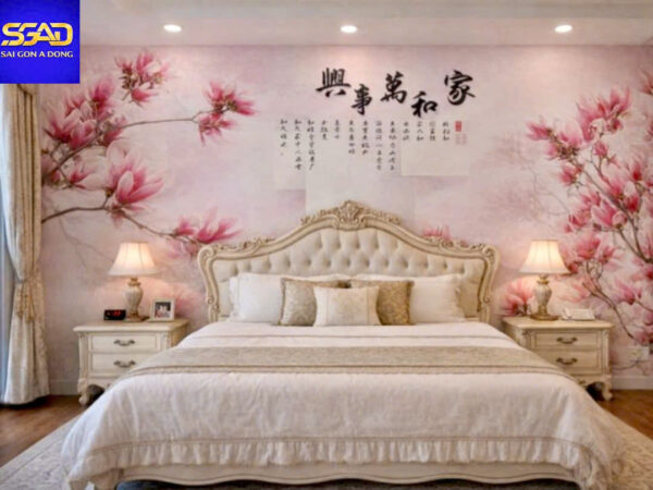 Tranh dán tường phòng ngủ hoa nhiệt đới - Ảnh 6