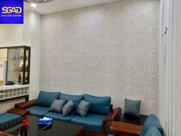 Giấy dán tường phòng khách hoa văn ẩn 6 Giấy dán tường vân lá cho phòng khách