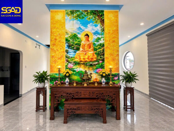 Tranh dán tường phòng thờ phật đẹp
