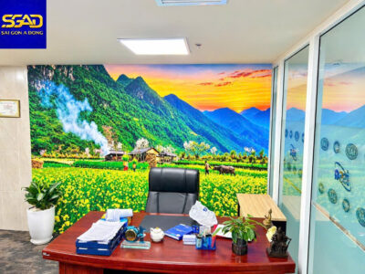 Tranh dán tường 3D phong cảnh đồng quê